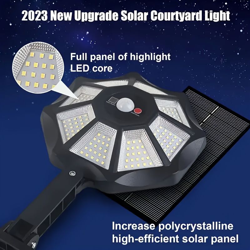 2-Pack Solar Street Lights Outdoor Motion Sensor Dusk to Dawn IP55 Waterproof