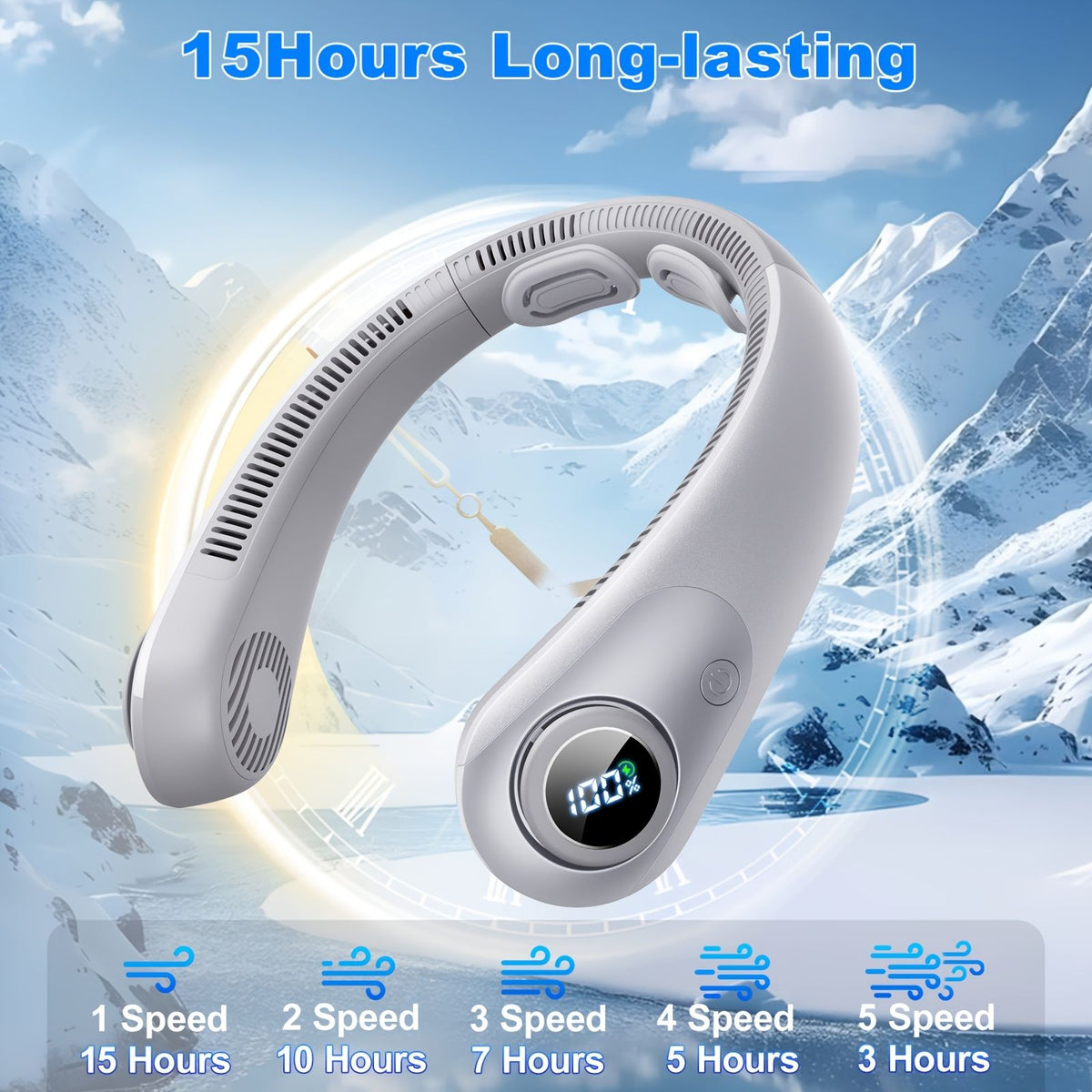 Bladeless Neck Fan 5000mAh 360° Cooling
