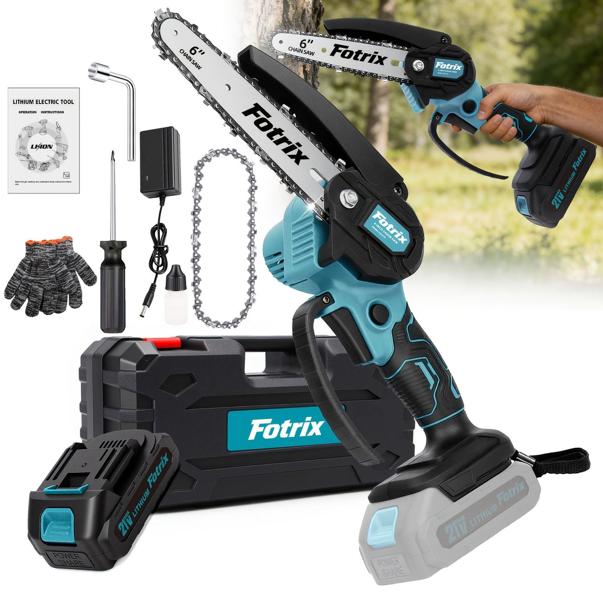 6 Inch Mini Cordless Chainsaw with Storage Case