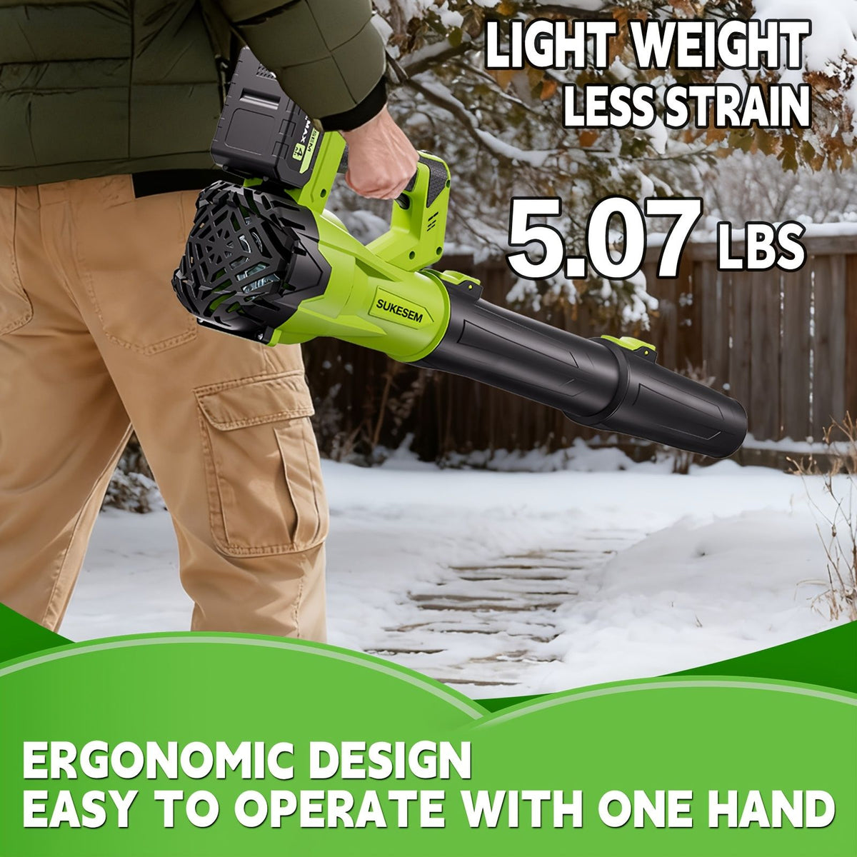 Cordless Electric Snow Blower 20V 4.0Ah Battery Handheld