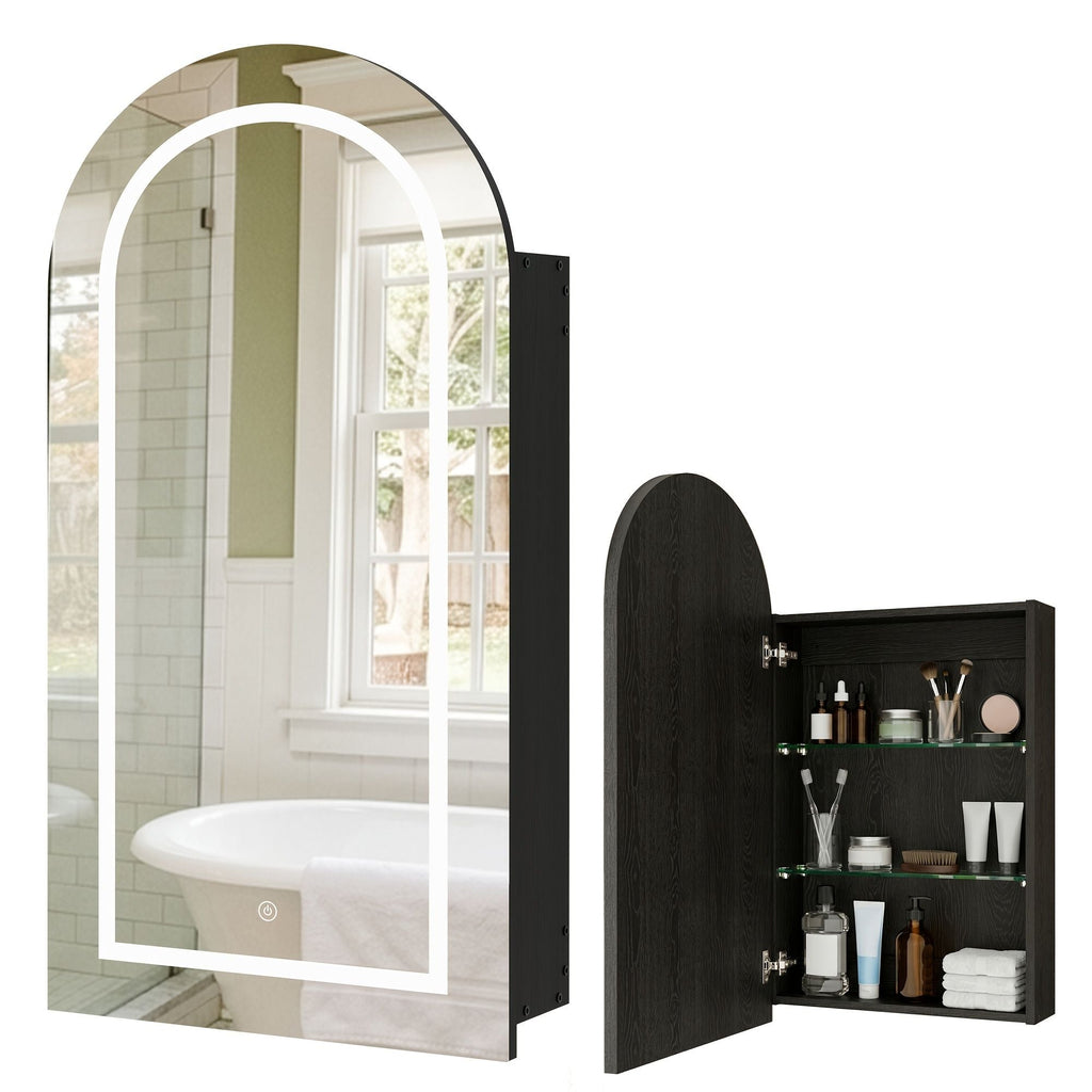 Modern Arched Medicine Cabinet with LED Light and Anti-Fog Mirror