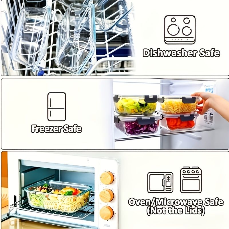 16-Piece Airtight Glass Food Storage Container Set