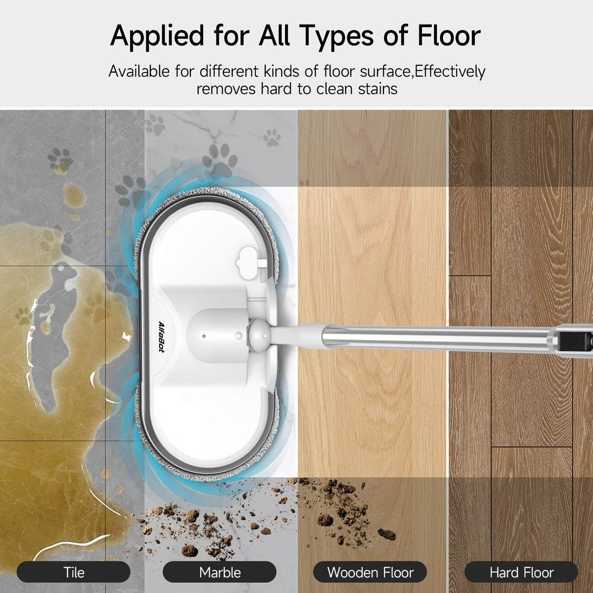 Cordless Electric Spin Mop with Water Sprayer and LED Headlight