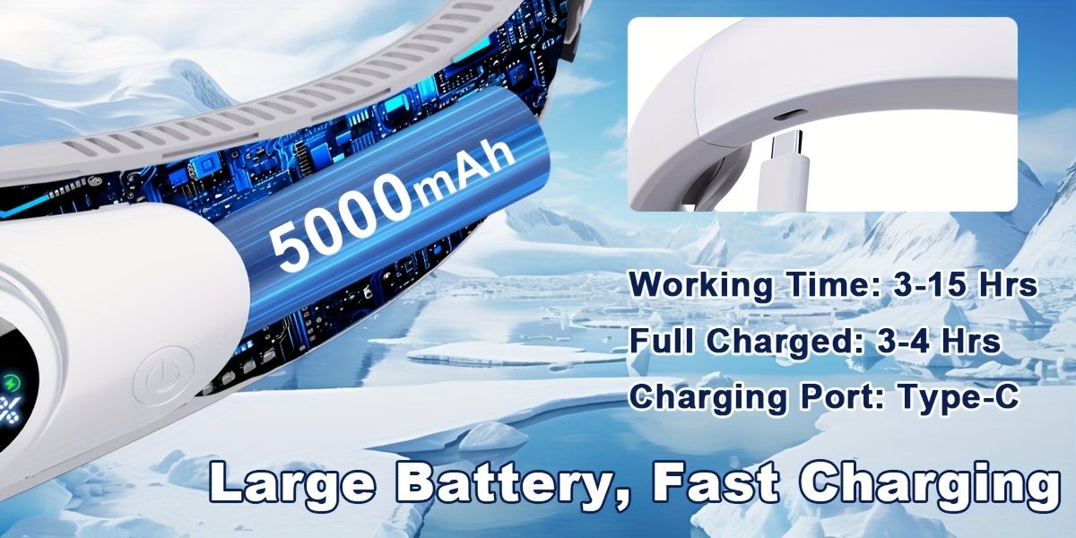 Bladeless Neck Fan 5000mAh 360° Cooling