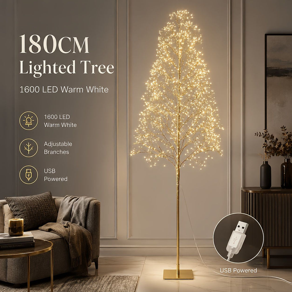 70.9-Inch Lighted Decorative Tree Lamp with 1600 Warm White LEDs