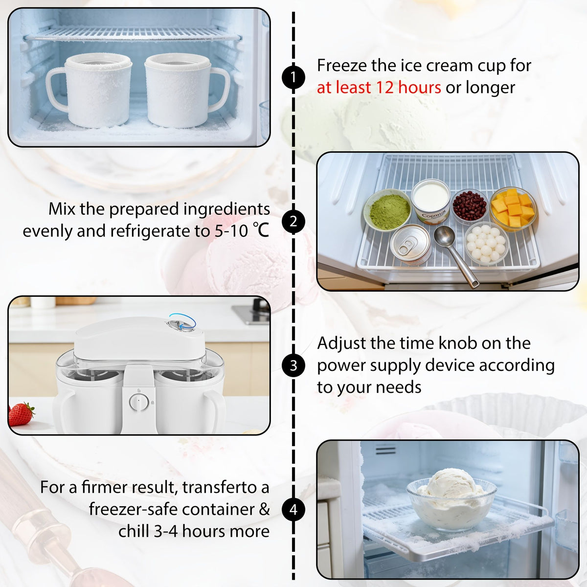 Dual Cup Homemade Ice Cream Maker