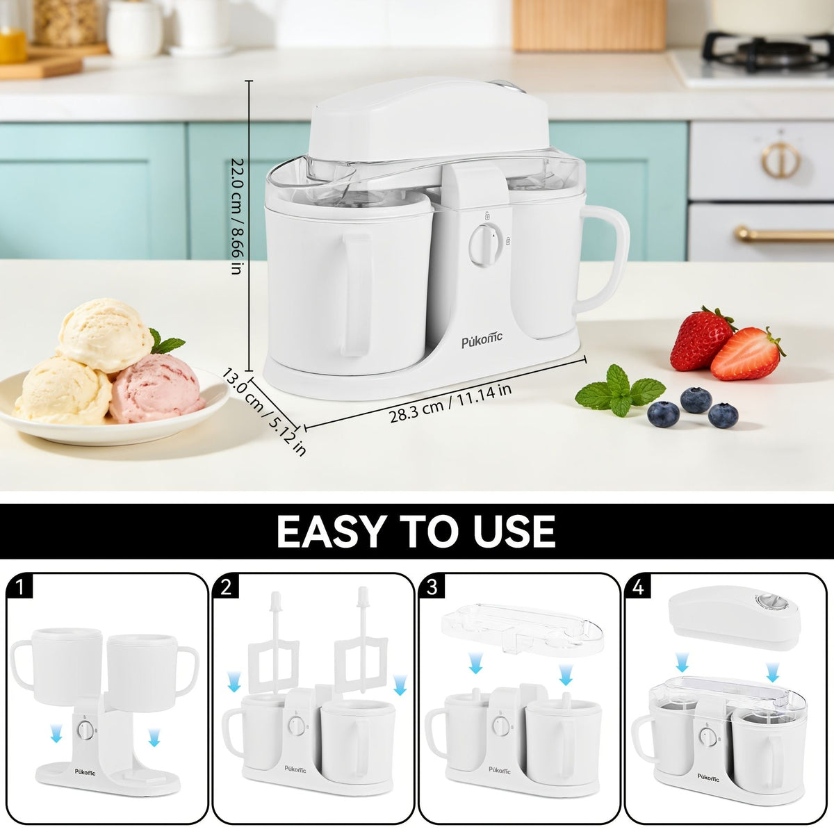 Dual Cup Homemade Ice Cream Maker