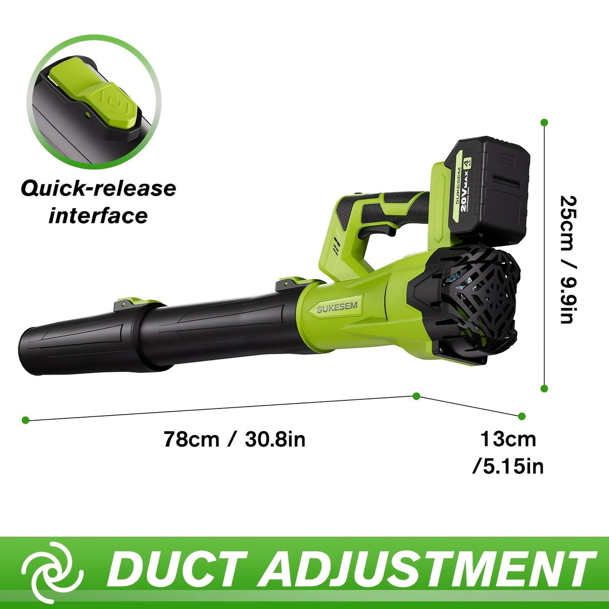 Cordless Electric Snow Blower 20V 4.0Ah Battery Handheld