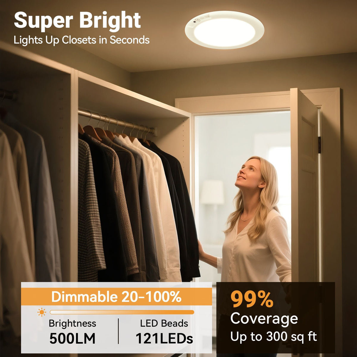 Rechargeable LED Ceiling Light with Motion Sensor