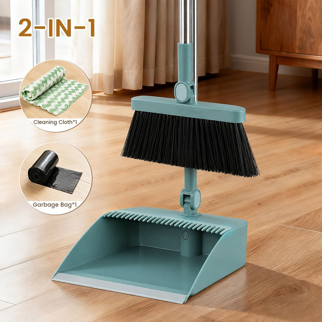 Rotatable Foldable Broom and Dustpan Combo Set