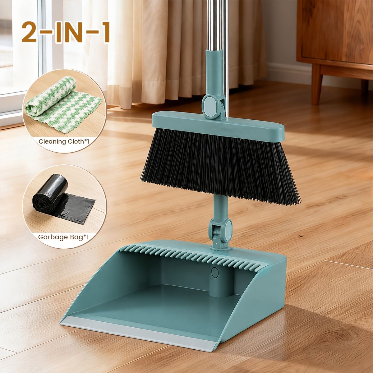 Rotatable Foldable Broom and Dustpan Combo Set