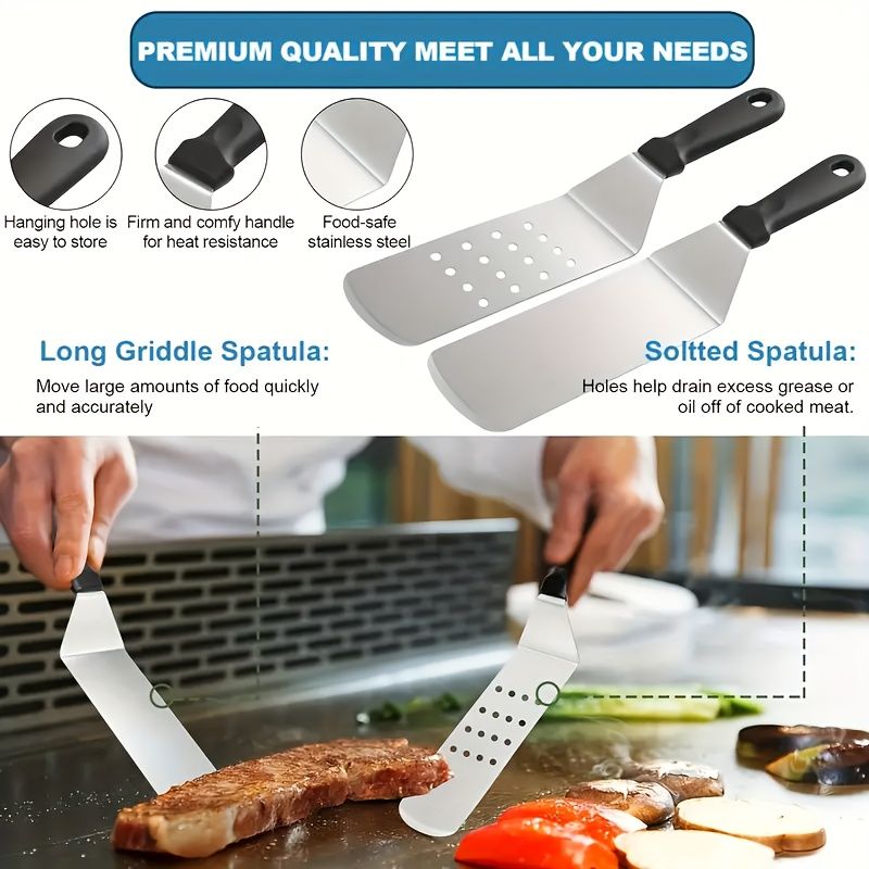 17-Piece BBQ Grill Set with Meat Press and Thermometer
