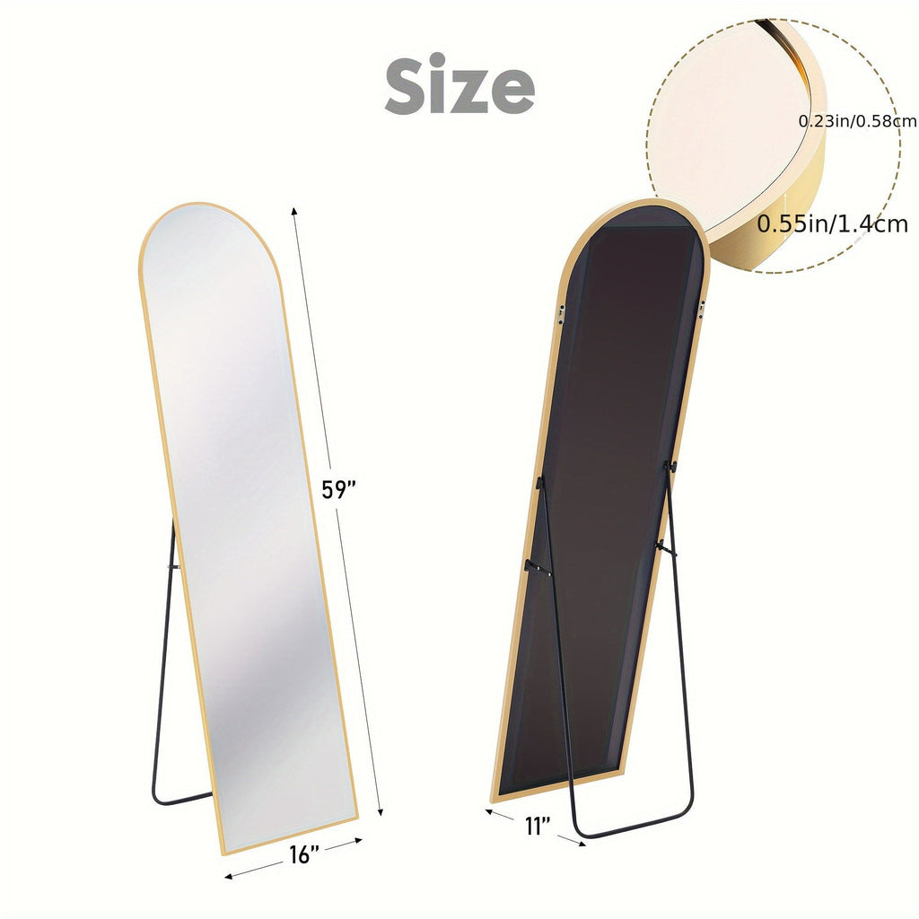 Arched Full Body Floor Mirror with Stand