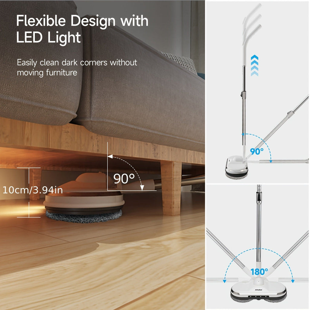 Cordless Electric Spin Mop with Water Sprayer and LED Headlight