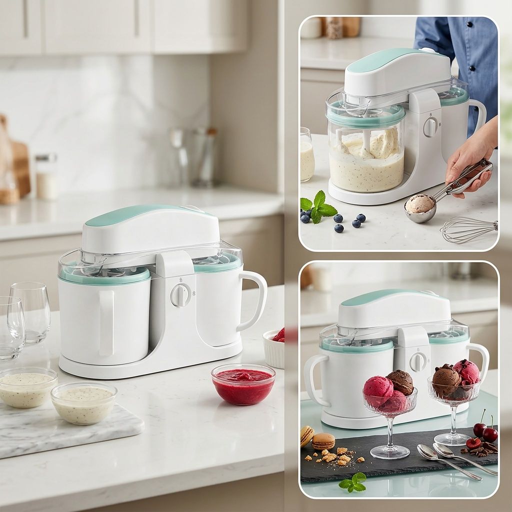 Dual Cup Homemade Ice Cream Maker