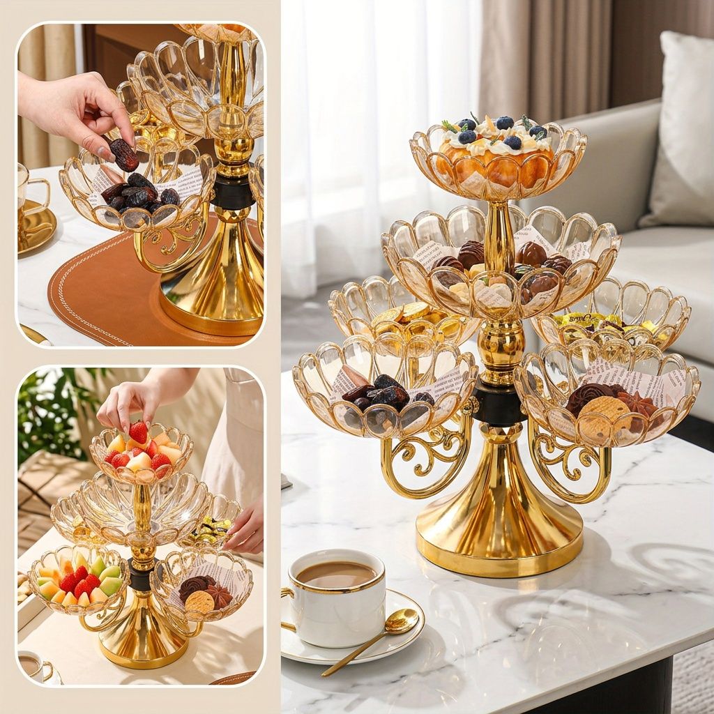 Rotating Multi-Layer Five-Plate Crystal Fruit Plate