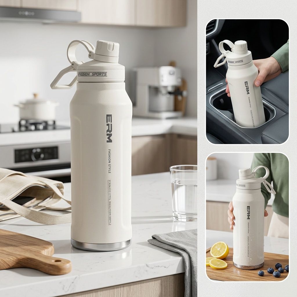 Insulated Stainless Steel Water Bottle with 2 in 1 Straw Spout