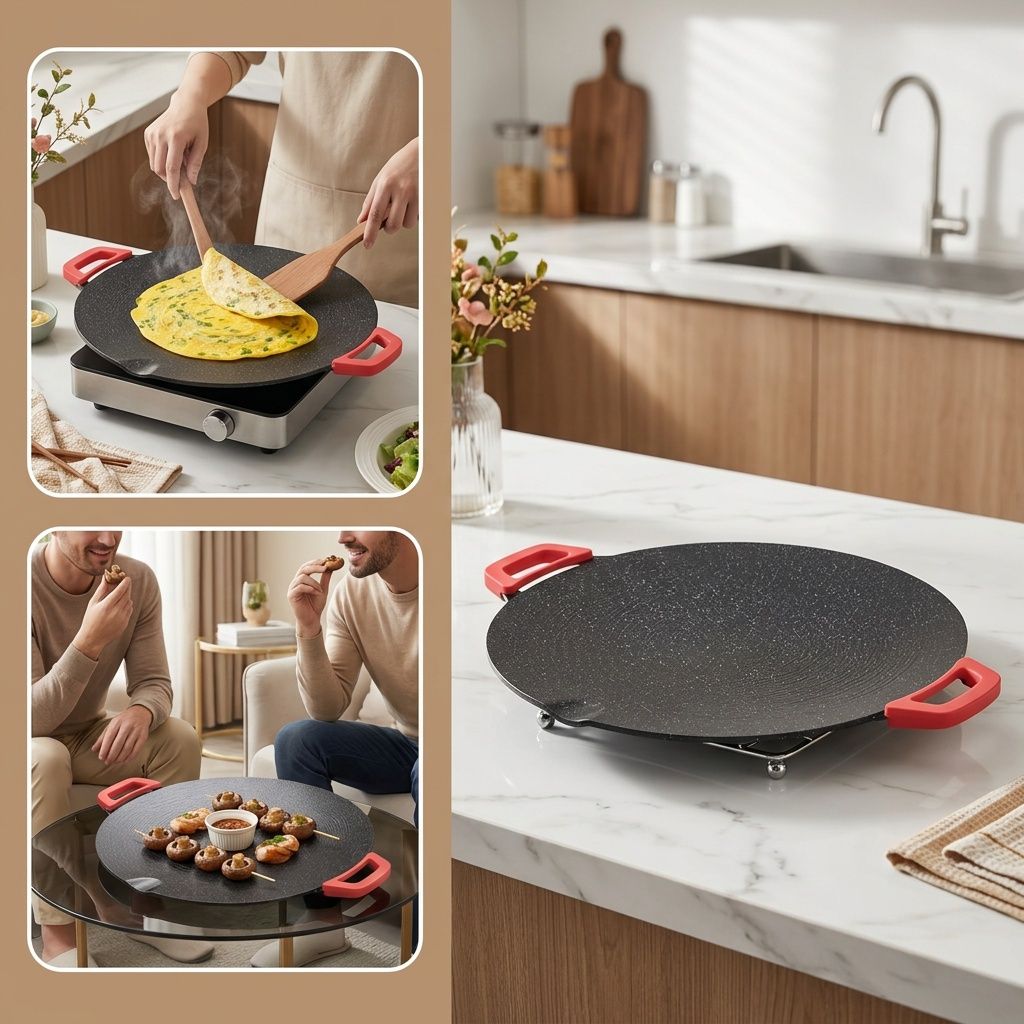 Electric Grill Pan Non Stick Adjustable Temperature Smokeless