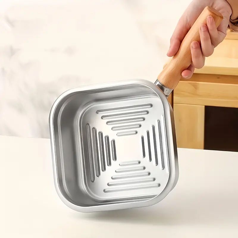 Stainless Steel Deep Frying Pan with Clip