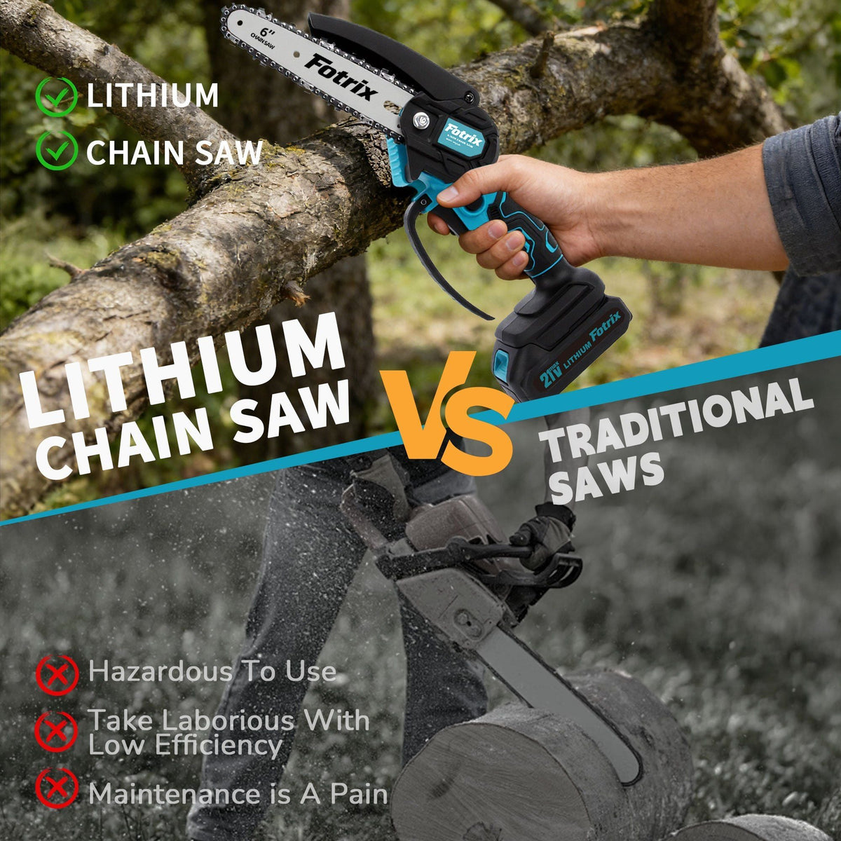 6 Inch Mini Cordless Chainsaw with Storage Case