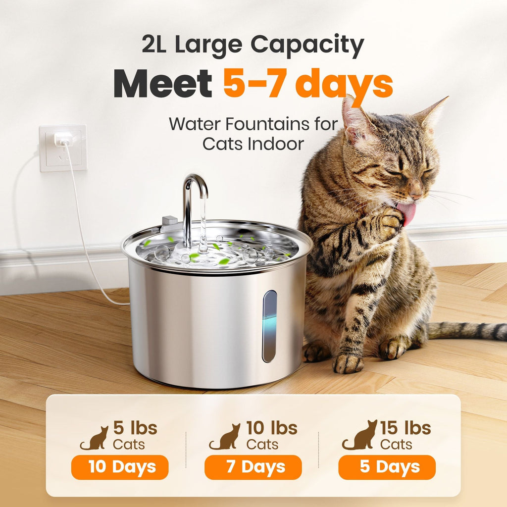 oneisall Stainless Steel Cat Water Fountain PW01SBU