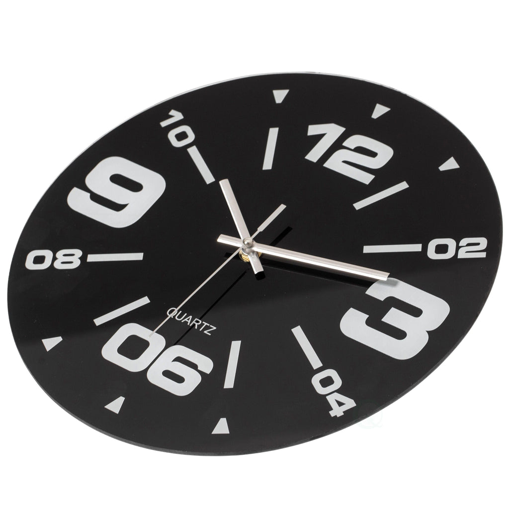 Modern Round Analog Wall Clock Black