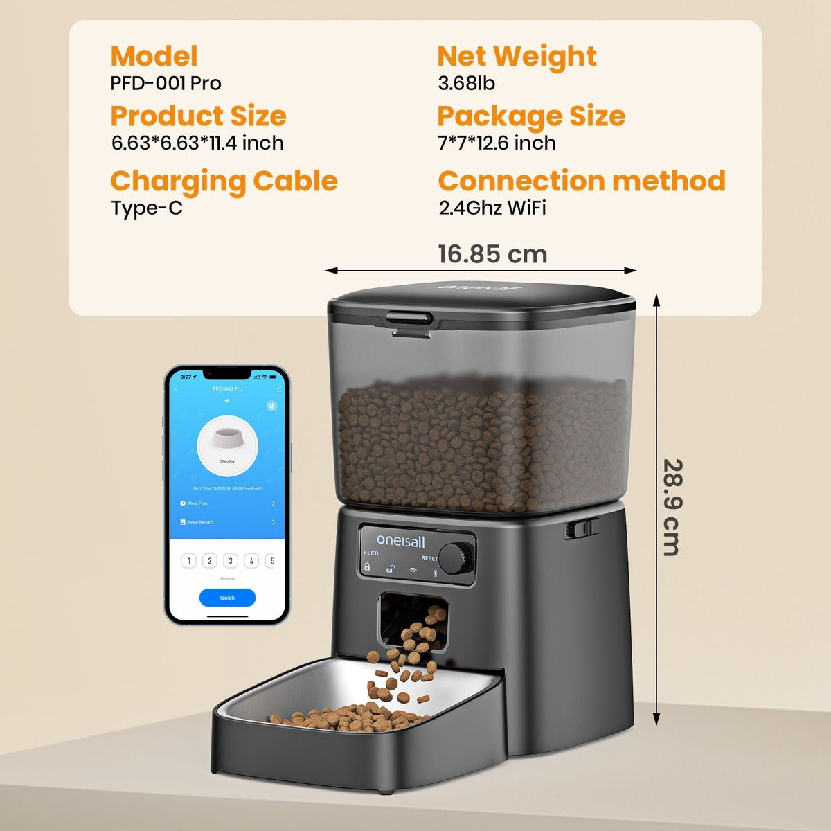 oneisall WiFi Automatic Cat Feeder CW15015