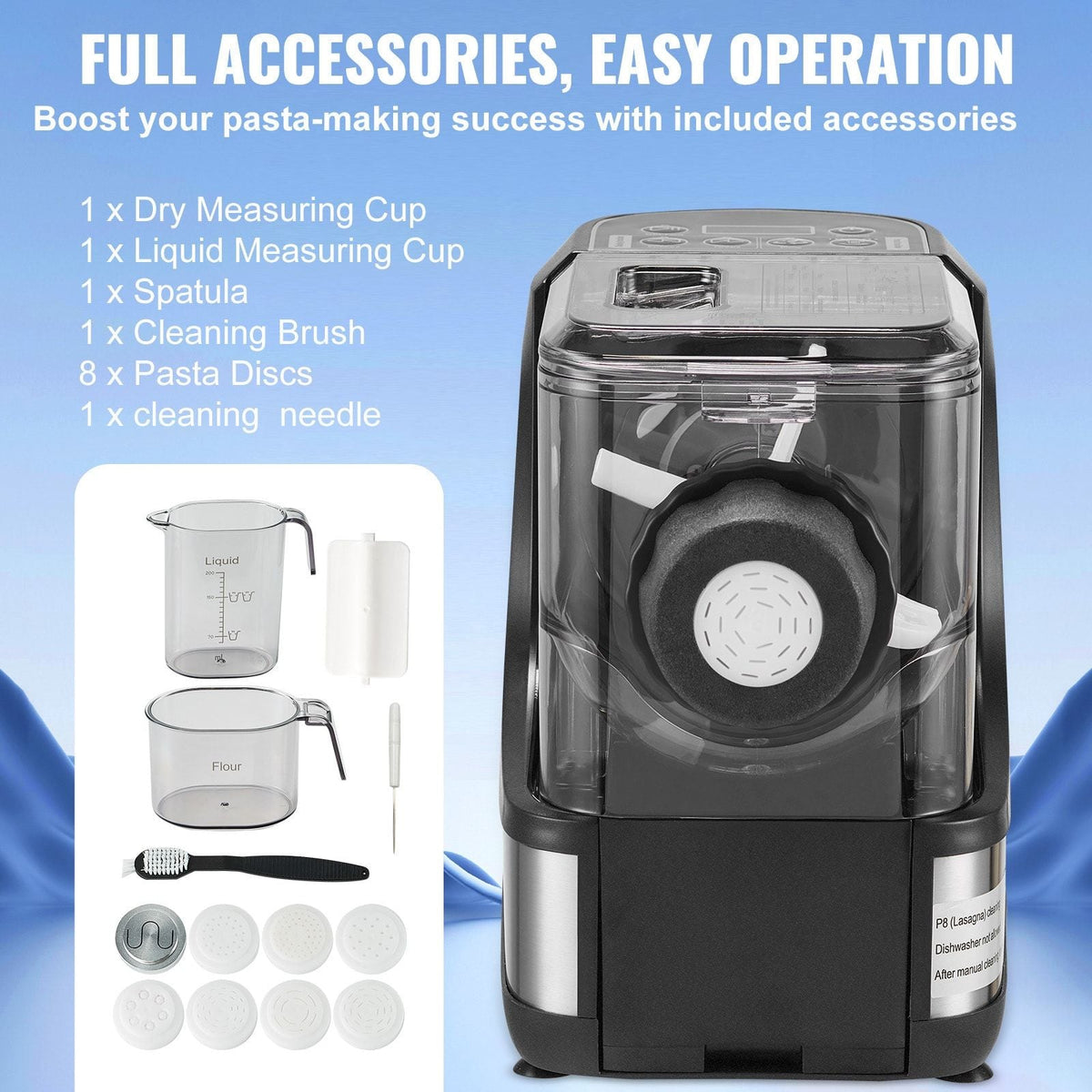 VEVOR 15-Piece Electric Pasta Maker Machine Black