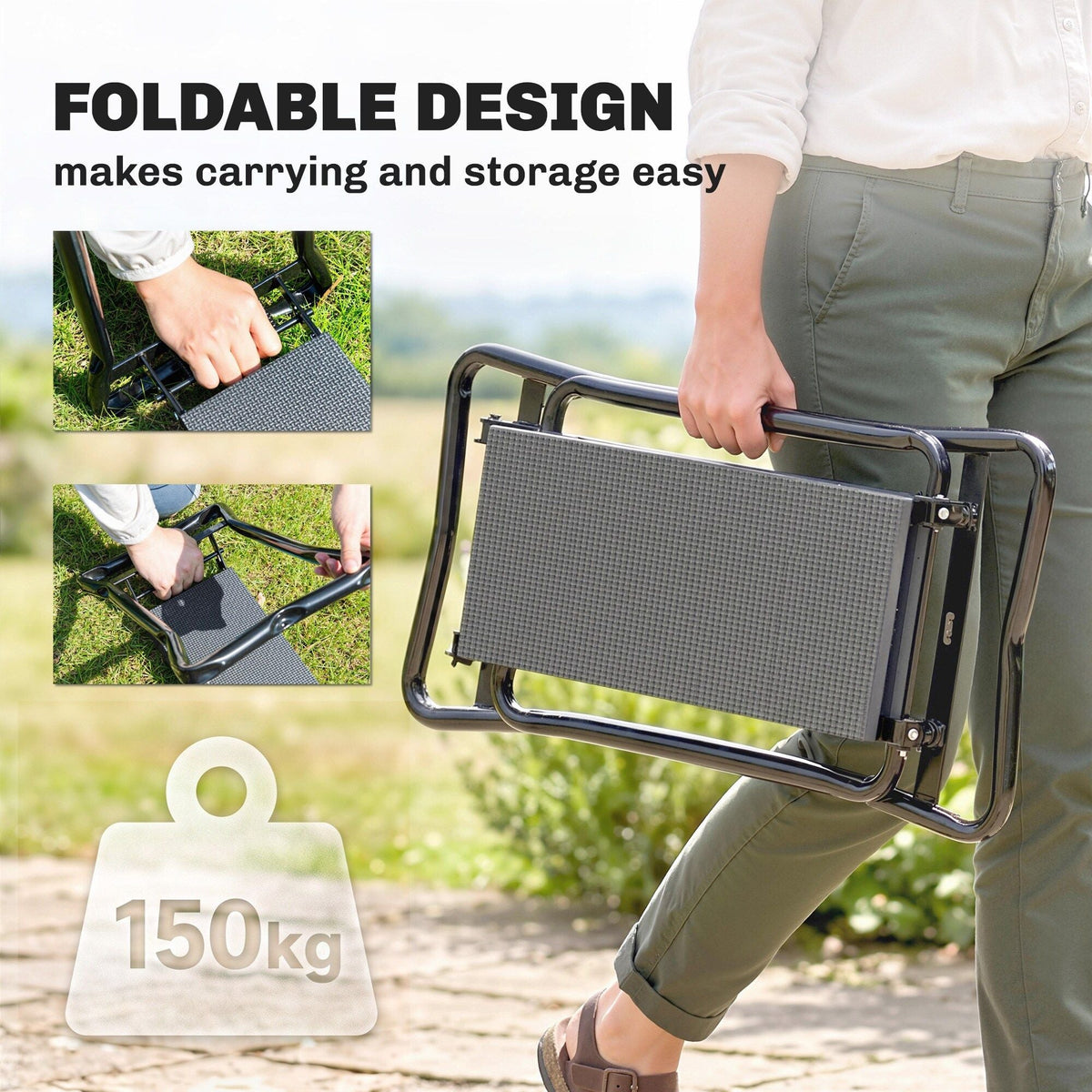 Bestcore 2-in-1 Garden Kneeler and Seat Gray LW015BCAS694