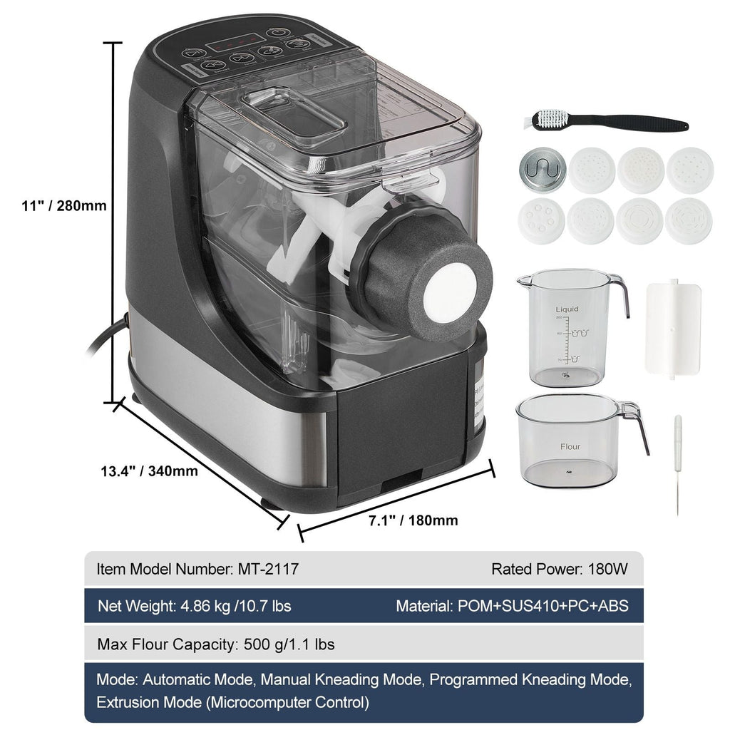 VEVOR 15-Piece Electric Pasta Maker Machine Black