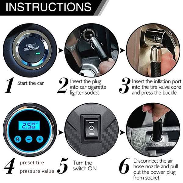 Portable Digital Tire Inflator – 12V Air Compressor with Auto Shutoff