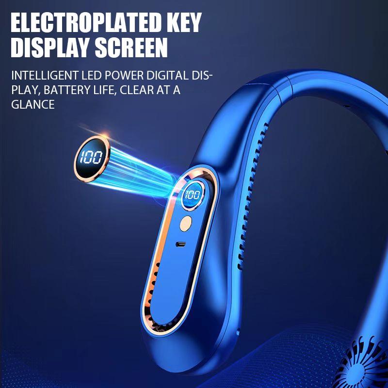 Rechargeable Bladeless Neck Fan – 5 Speeds & LED Display