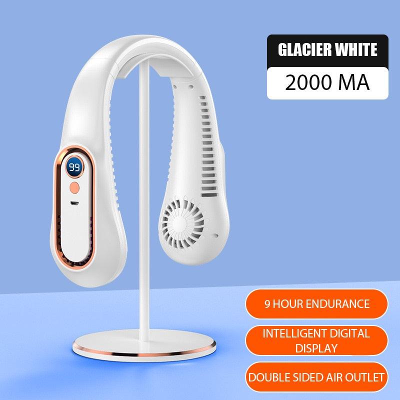 Rechargeable Bladeless Neck Fan – 5 Speeds & LED Display