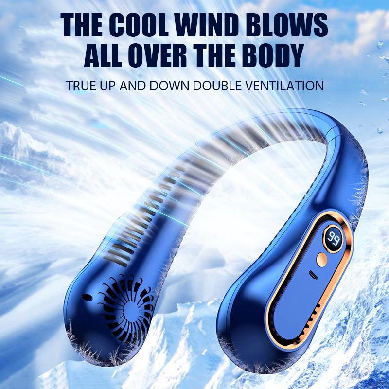Rechargeable Bladeless Neck Fan – 5 Speeds & LED Display