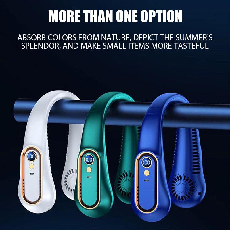 Rechargeable Bladeless Neck Fan – 5 Speeds & LED Display