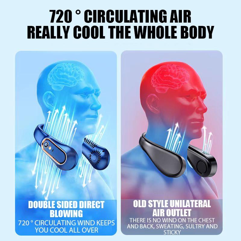 Rechargeable Bladeless Neck Fan – 5 Speeds & LED Display