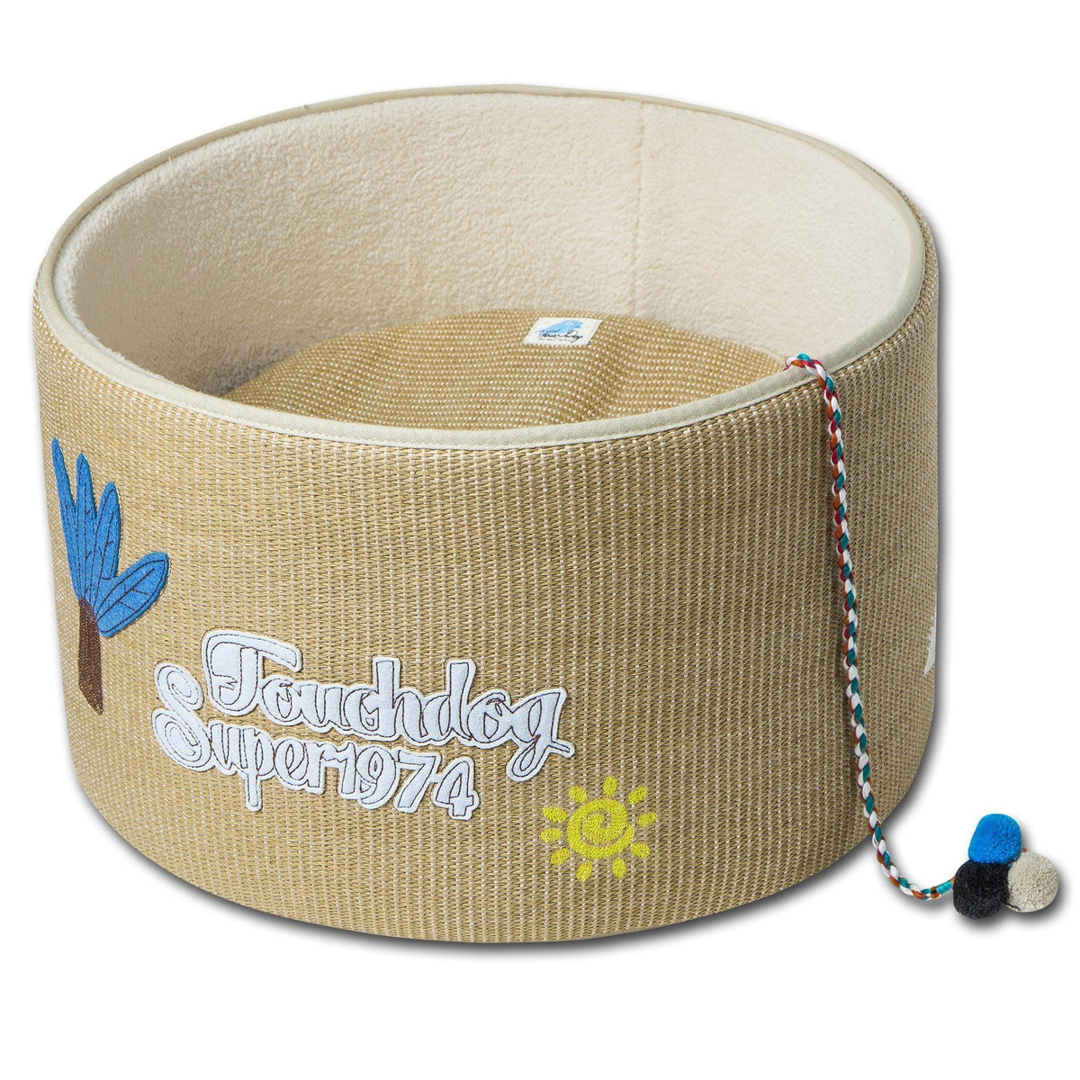 Touchcat 'Claw-ver Nest' Rounded Scratching Cat Bed with Teaser Toy