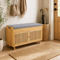 Bamboo Shoe Storage Bench with Lift Top & Cushion, 36"