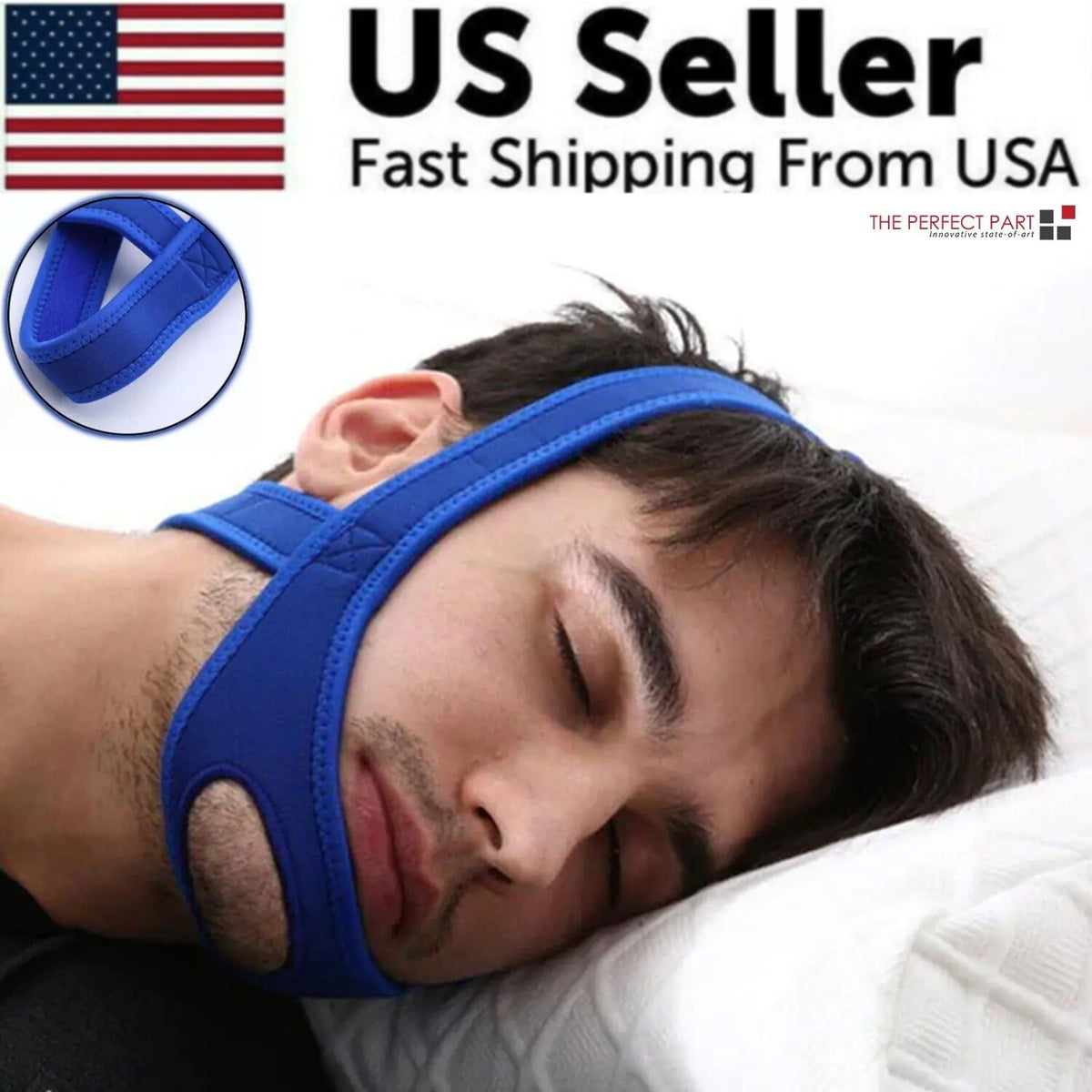 Adjustable Neoprene Chin Strap – Blue